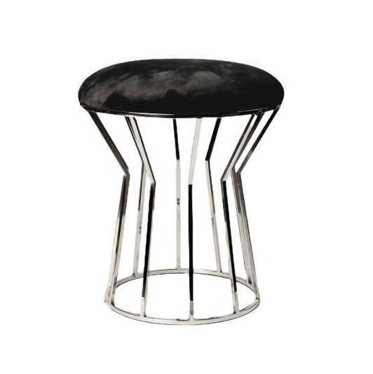 PUFA ZE STALI NIERDZEWNEJ czarny welur srebrny stelarz