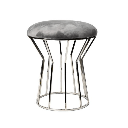 PUFA ZE STALI NIERDZEWNEJ welurowa tapicerka, złota lub srebrna podstawa