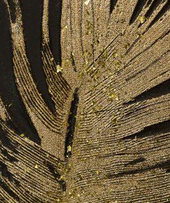 OBRAZ z elementami malowanymi ręcznie, złoty liść 30 x 90 cm złoty piękny