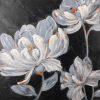 OBRAZ z elementami malowanymi ręcznie, Kwiaty 80 X 80 cm biały, czarny wzór 2