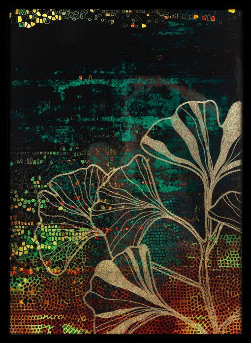 OBRAZ W RAMIE z nadrukiem abstrakcja kwiaty 53 X 73 cm