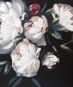 OBRAZ z elementami malowanymi ręcznie, Kwiaty 80 X 80 cm wielokolorowy
