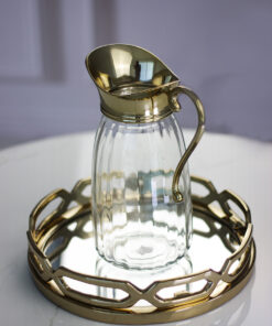 DZBANEK szklany z metalową złotą rączką glamour