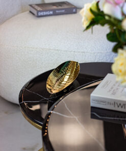 PATERA DEKORACYJNA złota w kształcie liścia styl glamour, wyjątkowa