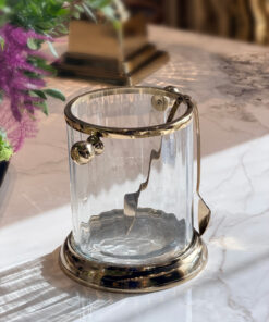 POJEMNIK NA LÓD COOLER szklany ze złotymi elementami glamour