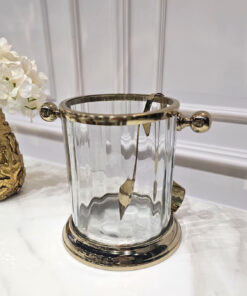 POJEMNIK NA LÓD COOLER szklany ze złotymi elementami glamour