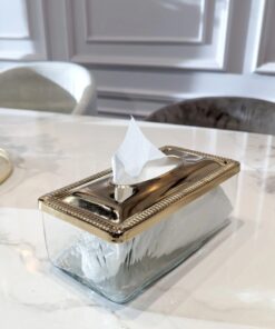 SERWETNIK szklano metalowy ze złotą pokrywką glamour