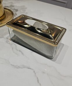 SERWETNIK szklano metalowy ze złotą pokrywką glamour, piękny