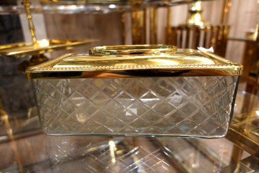 SERWETNIK szklano metalowy ze złotą pokrywką glamour piękny
