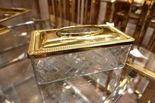 SERWETNIK szklano metalowy ze złotą pokrywką glamour wyjątkowy
