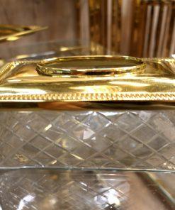SERWETNIK szklano metalowy ze złotą pokrywką glamour1