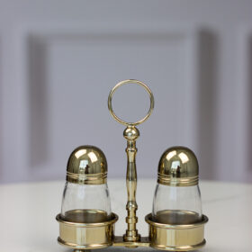 SOLNICZKA I PIEPRZNICZKA zestaw na stojaku metalowo-szklany glamour