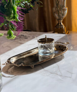 TACA metalowa złota podłużna klasyczna, piękna