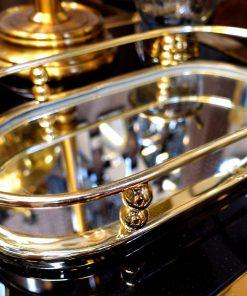 TACA owalna lustrzana z metalową złotą ramą glamour piękna