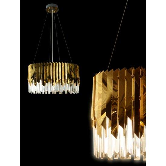 LAMPA WISZĄCA EMILY złota z kryształami styl art deco LAMPA WISZĄCA EMILY złota z kryształami styl art deco