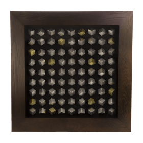 OBRAZ PRZESTRZENNY CUBES kwadratowy szklany z drewniana ramą nowoczesny wyjątkowy designerski