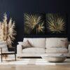 OBRAZ TREE złota palma czarne tło ręcznie malowny styl nowoczesny wyjątkowy