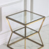 STOLIK POMOCNICZY BELMONT dwupoziomowy złoto szklany styl nowoczesny, piękny