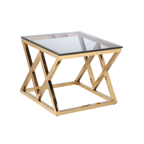 STOLIK POMOCNICZY EMPIRE złoto szklany styl nowoczesny