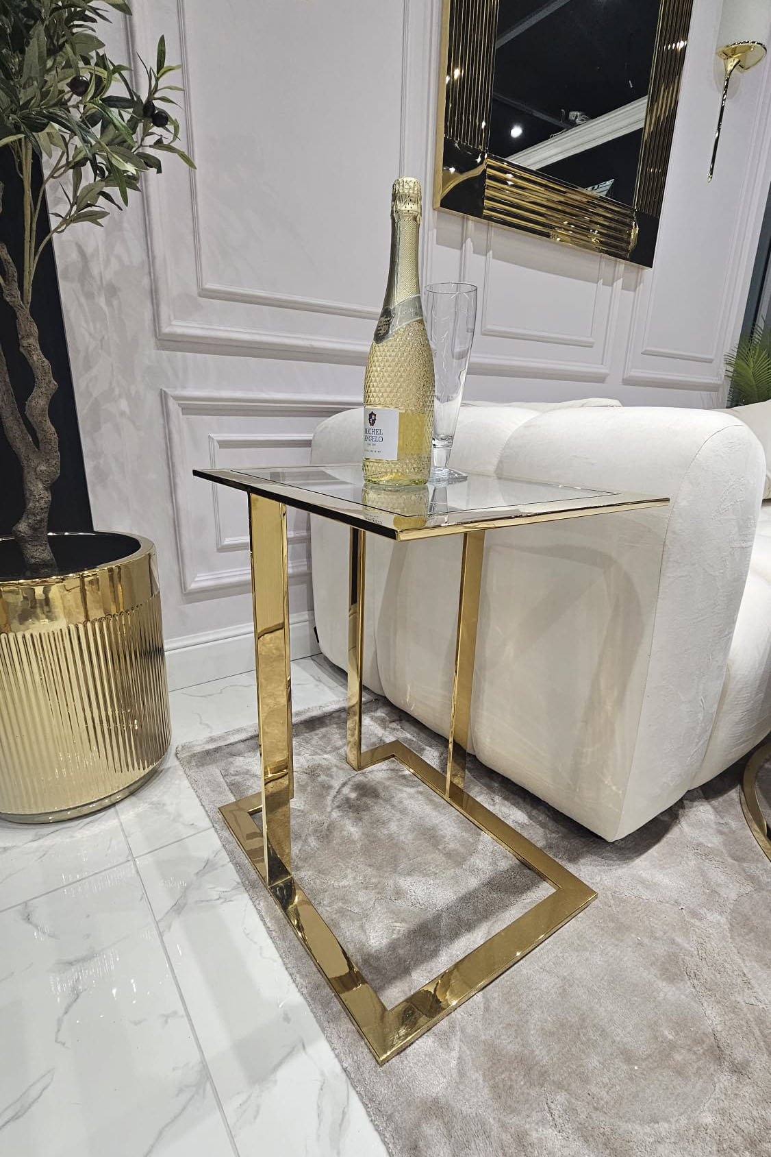 STOLIK POMOCNICZY HUDSON złoto szklany styl nowoczesny I, piękny STOLIK POMOCNICZY HUDSON złoto szklany styl nowoczesny I, piękny