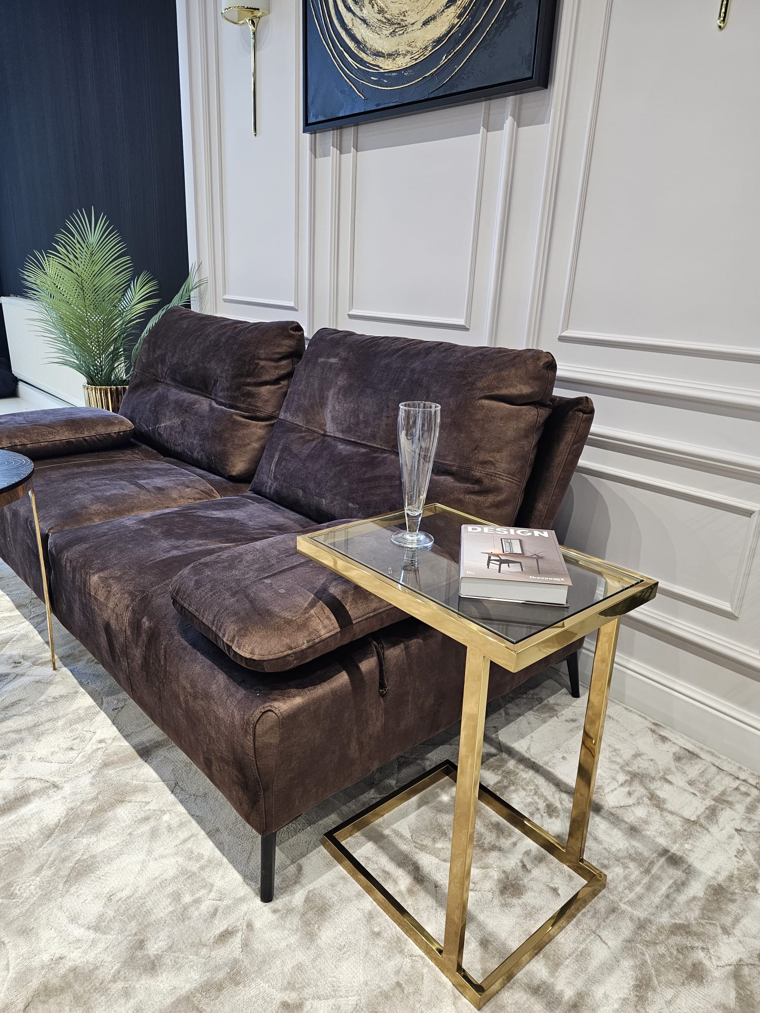 STOLIK POMOCNICZY HUDSON złoto szklany styl nowoczesny II, piękny STOLIK POMOCNICZY HUDSON złoto szklany styl nowoczesny II, piękny