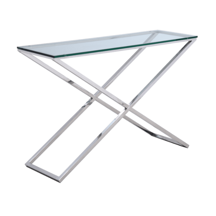 KONSOLA BROADWAY srebrno szklana styl modern classic