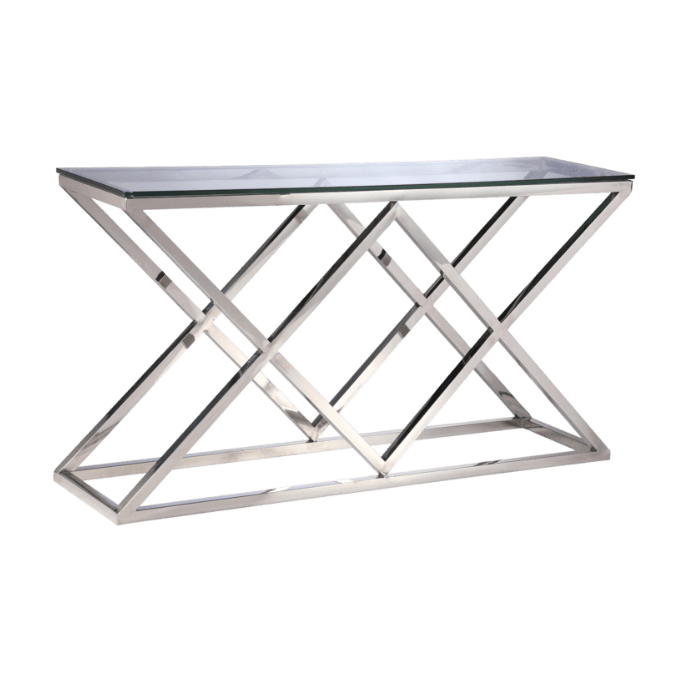 KONSOLA EMPIRE srebrno szklana styl nowoczesny KONSOLA EMPIRE srebrno szklana styl nowoczesny