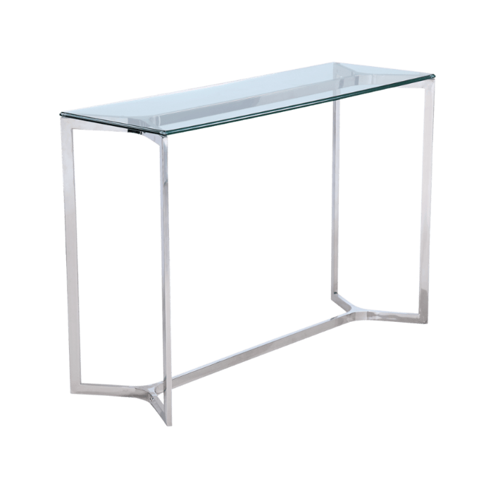 KONSOLA HAMPTONS srebrno szklana styl modern classic KONSOLA HAMPTONS srebrno szklana styl modern classic