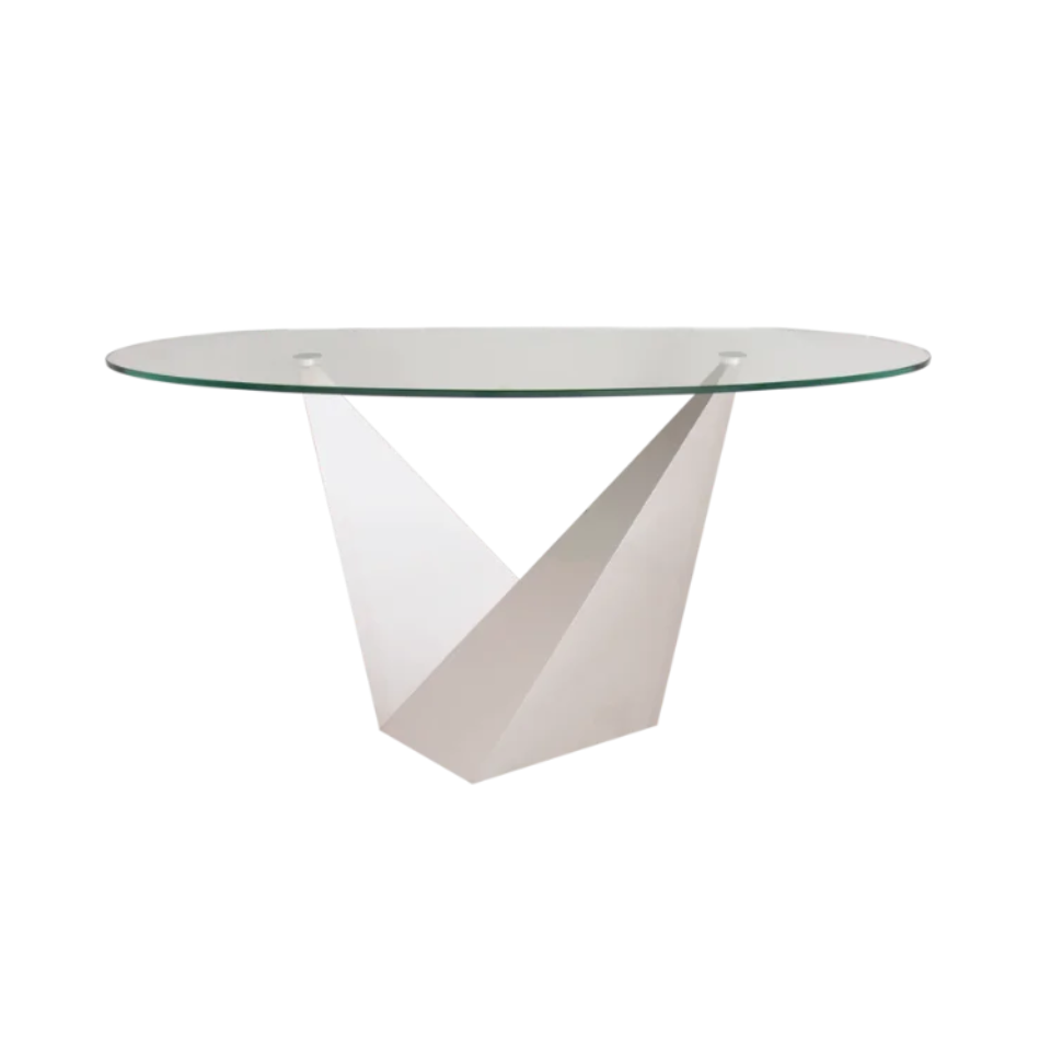 KONSOLA TRIBECA szklana ze srebrną podstawą styl modern classic KONSOLA TRIBECA szklana ze srebrną podstawą styl modern classic