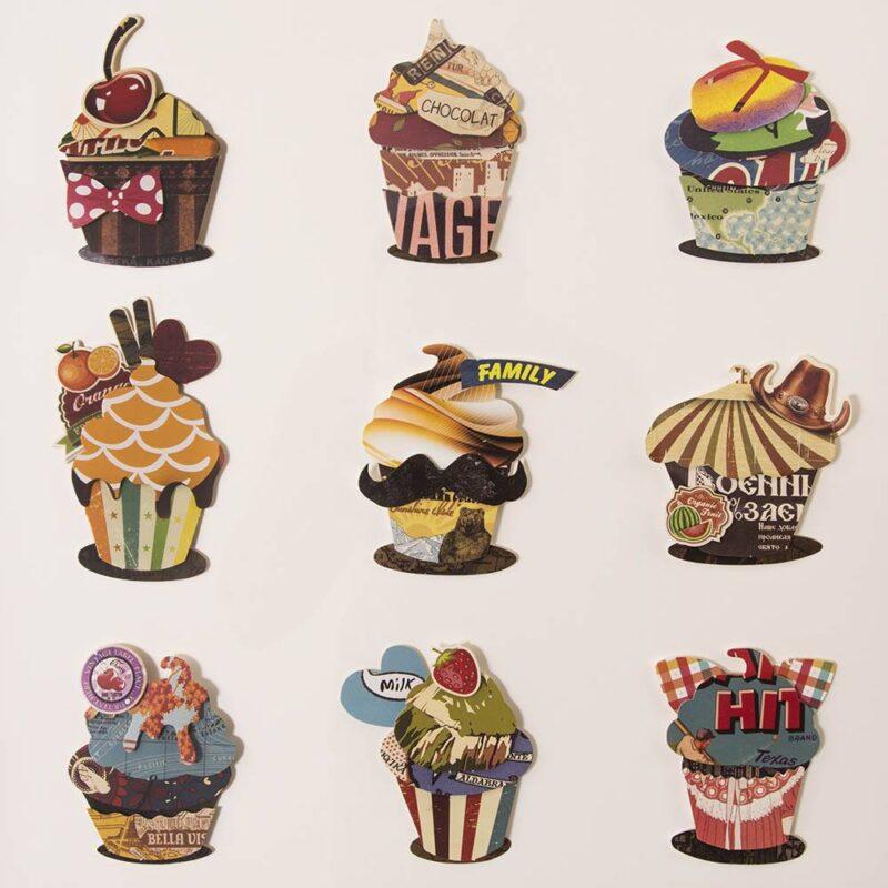 OBRAZ PRZESTRZENNY CUP CAKES wielokolorowy z babeczkami muffin styl nowoczesny 4