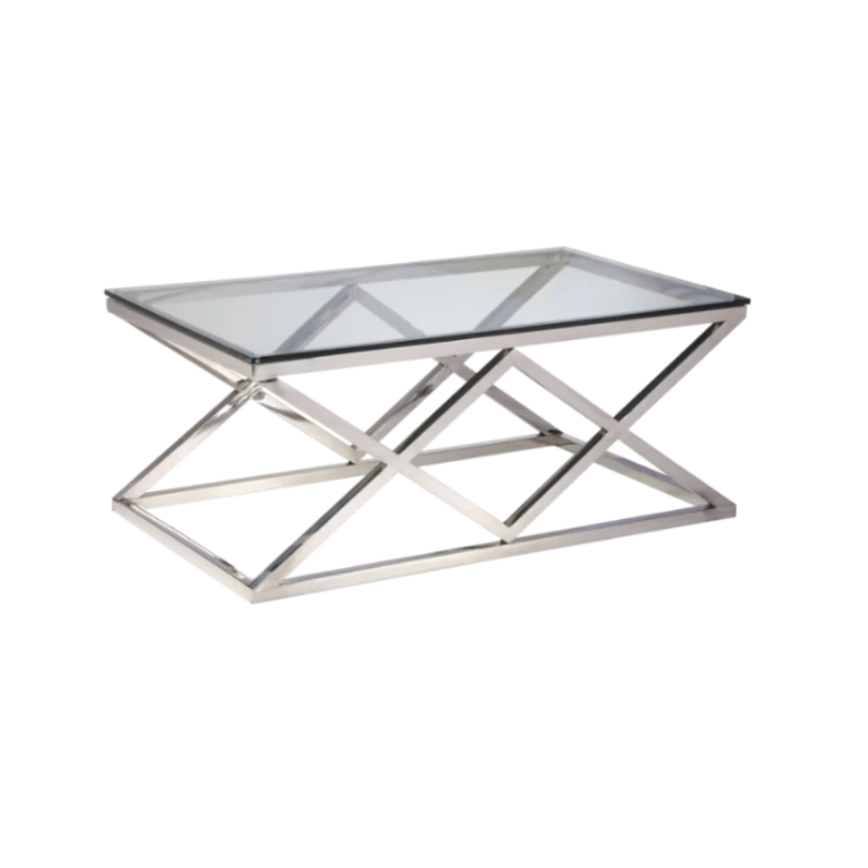 STOLIK KAWOWY EMPIRE srebrno szklany styl nowoczesny STOLIK KAWOWY EMPIRE srebrno szklany styl nowoczesny