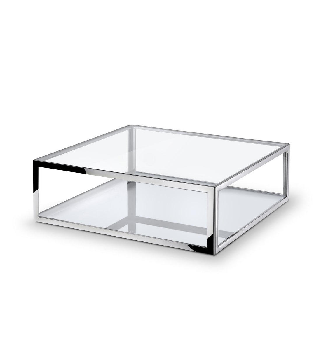 STOLIK KAWOWY MORRISANIA szklano metalowy z lustrzaną półką styl nowojorski STOLIK KAWOWY MORRISANIA szklano metalowy z lustrzaną półką styl nowojorski