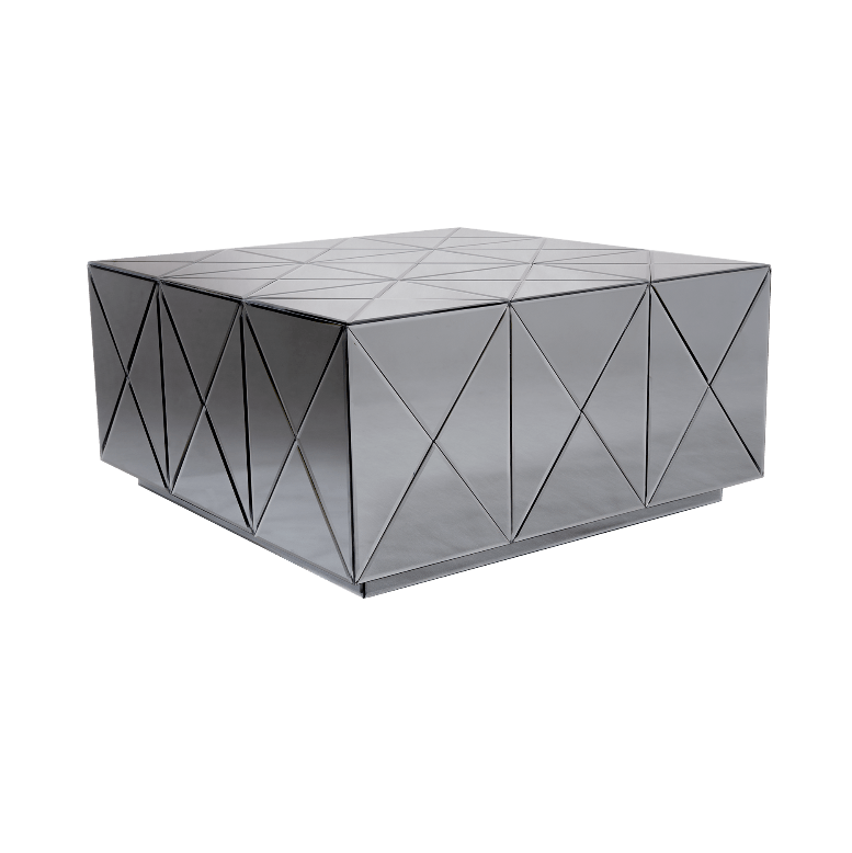 STOLIK KAWOWY SOHO szklany z geometrycznym wzorem styl nowoczesny