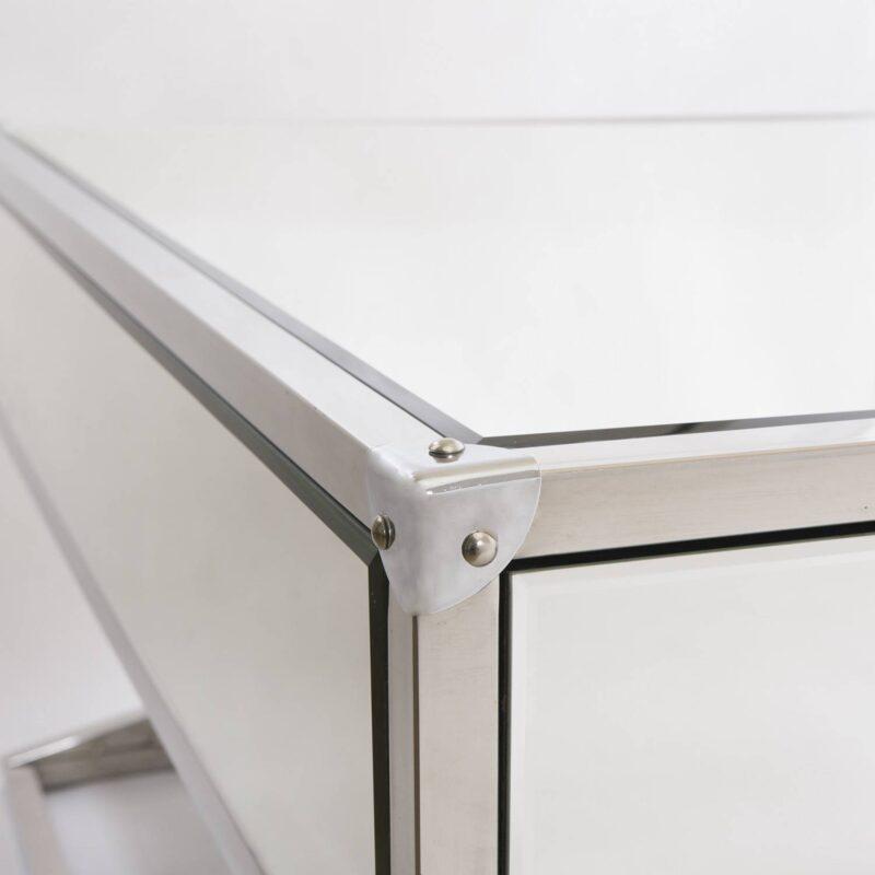 STOLIK KAWOWY VOYAGE srebrny z szufladą i detalem z ekoskóry styl modern classic glamour STOLIK KAWOWY VOYAGE srebrny z szufladą i detalem z ekoskóry styl modern classic glamour