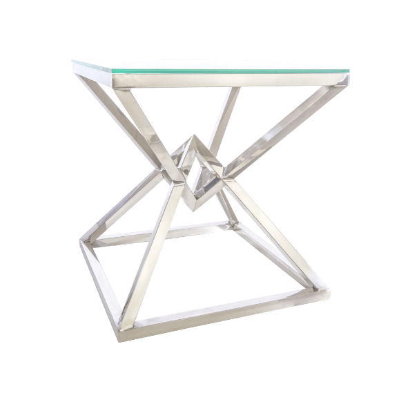 STOLIK POMOCNICZY GRAND srebrno szklany styl nowojorski STOLIK POMOCNICZY GRAND srebrno szklany styl nowojorski