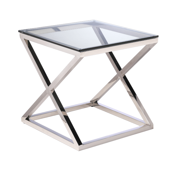 STOLIK POMOCNICZY NEW YORKER srebrno szklany styl nowojorski STOLIK POMOCNICZY NEW YORKER srebrno szklany styl nowojorski