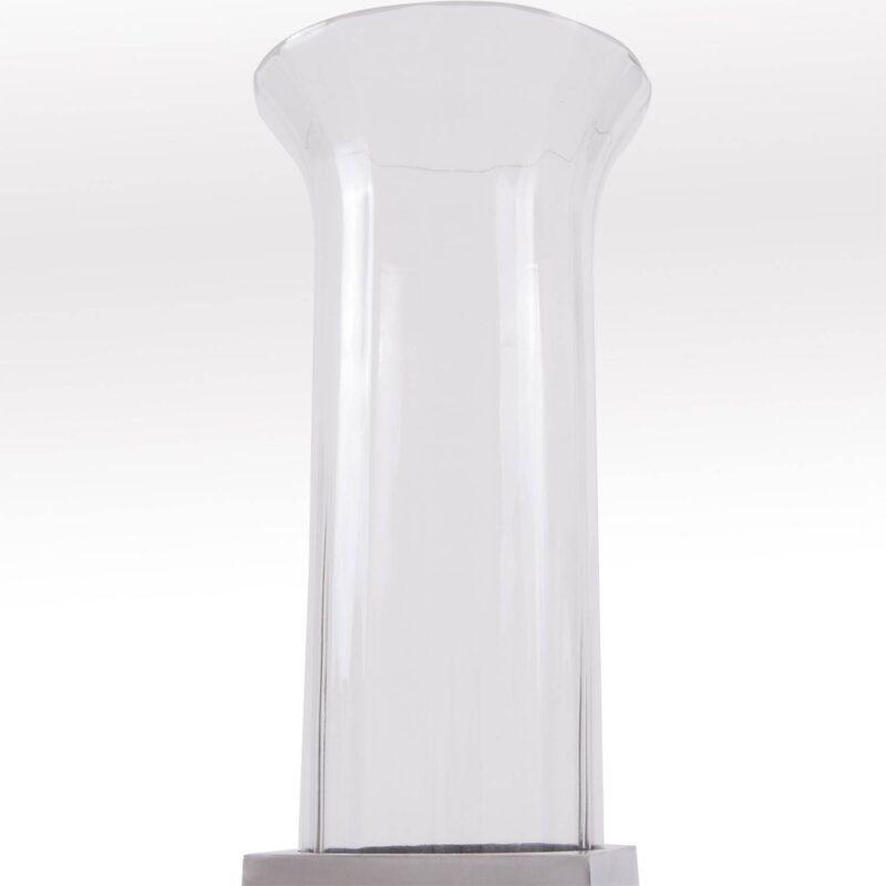 ŚWIECZNIK ISABELLA szklany z metalową kwadratową podstawą nowoczesny