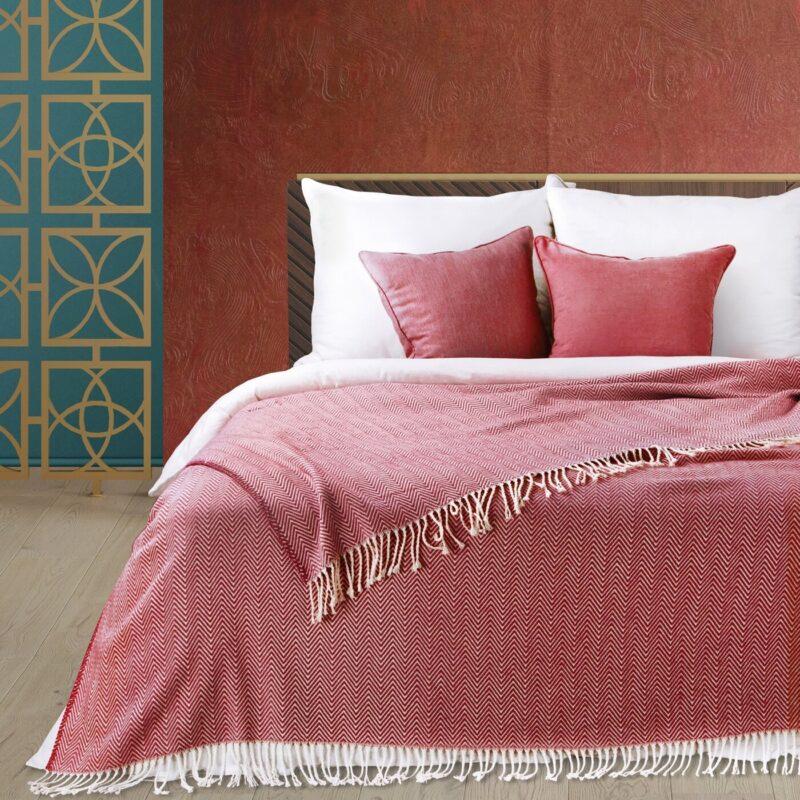 KOC MAROCCO bordowo kremowy z wzorem jodełki 180x220 cm5