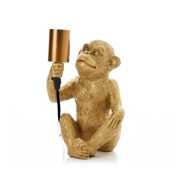 LAMPA STOŁOWA w kształcie małpy złota nowoczesna