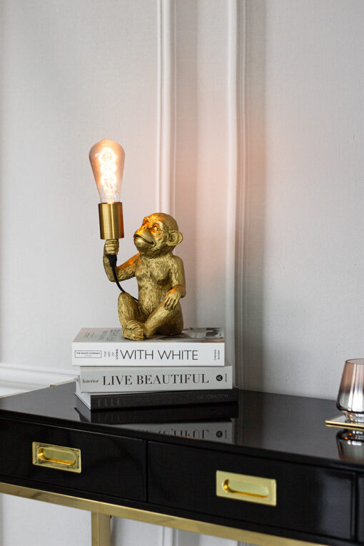 LAMPA STOŁOWA w kształcie małpy złota nowoczesna, wyjątkowa