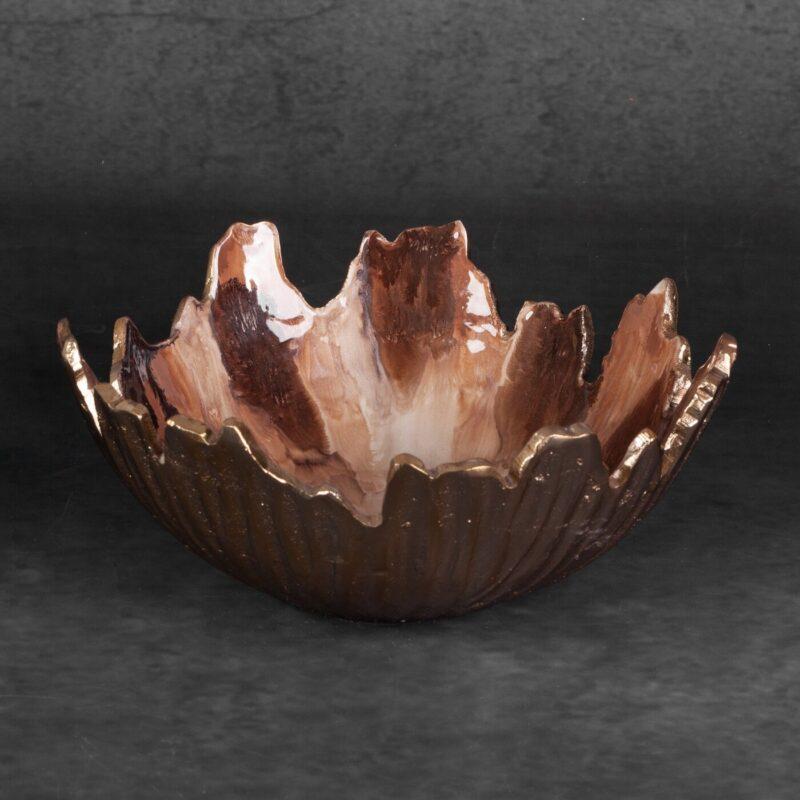 PATERA DEKORACYJNA FABIO brązowo-złota z metalu nowoczesna2 PATERA DEKORACYJNA FABIO brązowo-złota z metalu nowoczesna2