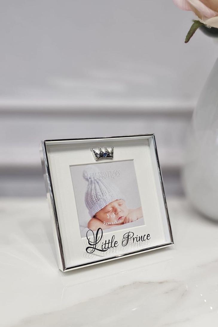 RAMKA NA ZDJĘCIA LITTLE PRINCE srebrna 8×8 cm, piękna