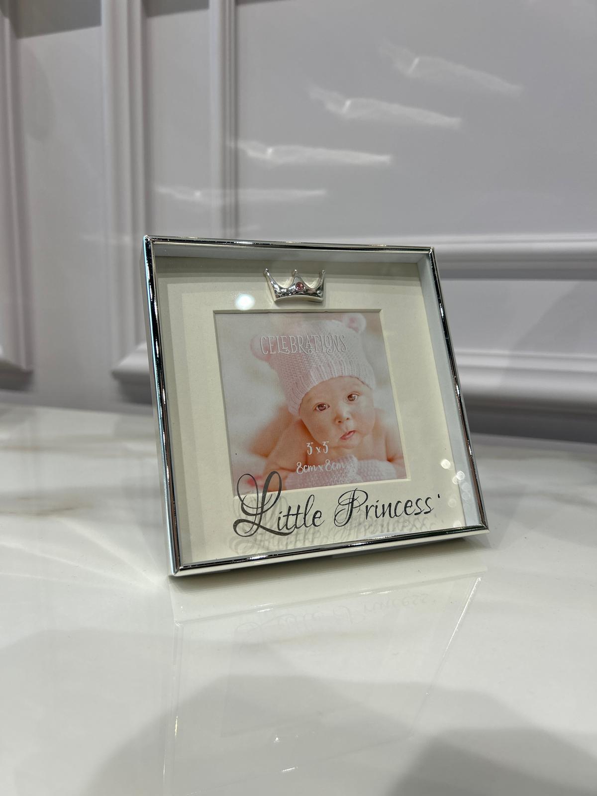 RAMKA NA ZDJĘCIA LITTLE PRINCESS srebrna 8×8 cm, piękna