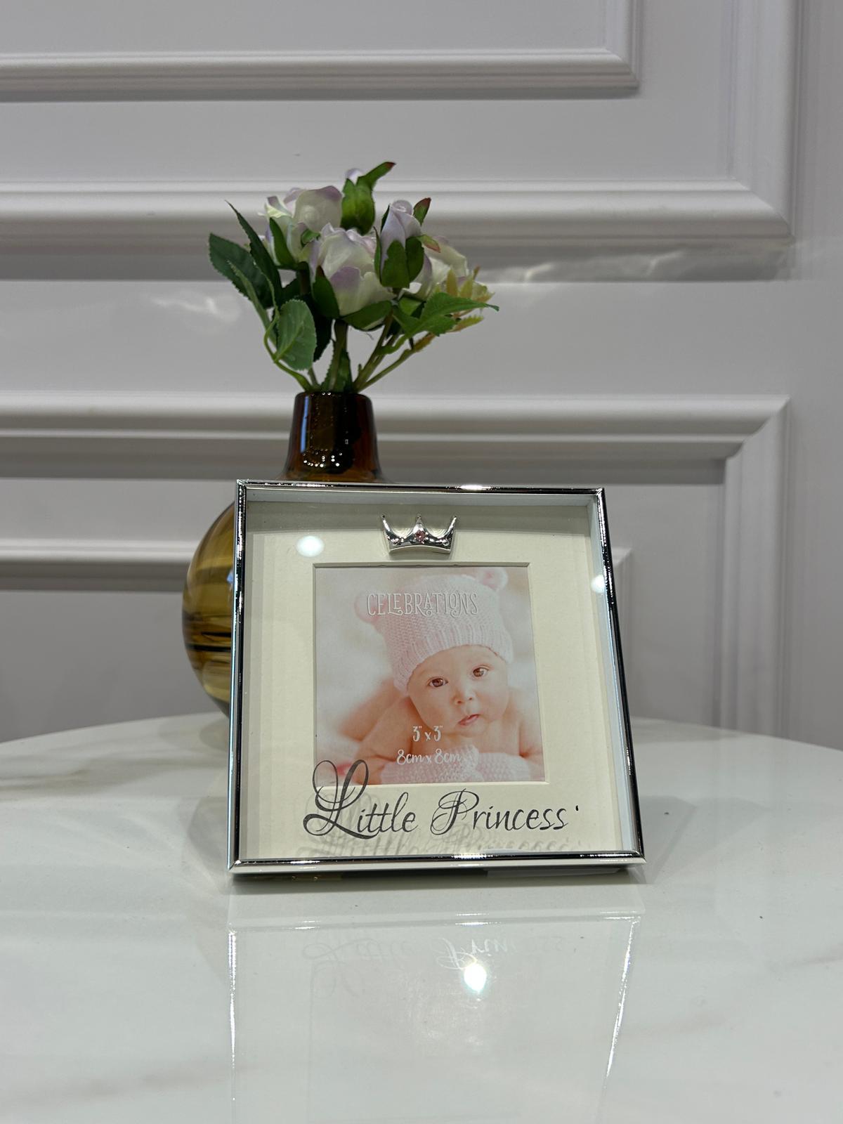 RAMKA NA ZDJĘCIA LITTLE PRINCESS srebrna 8×8 cm, premium