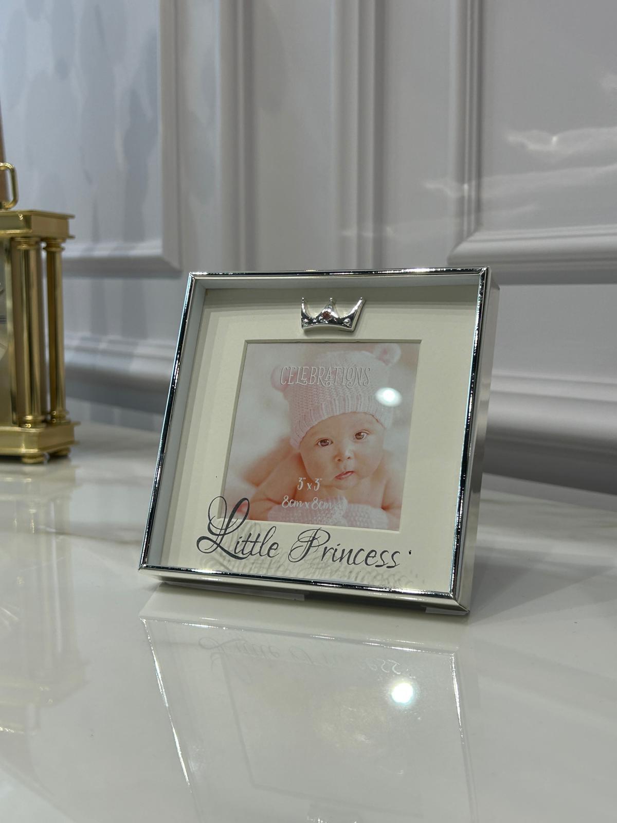 RAMKA NA ZDJĘCIA LITTLE PRINCESS srebrna 8×8 cm
