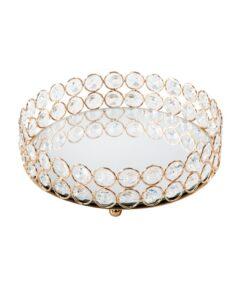 TACA MESI okrągła metalowa z kryształami lustrzany blat styl glamour