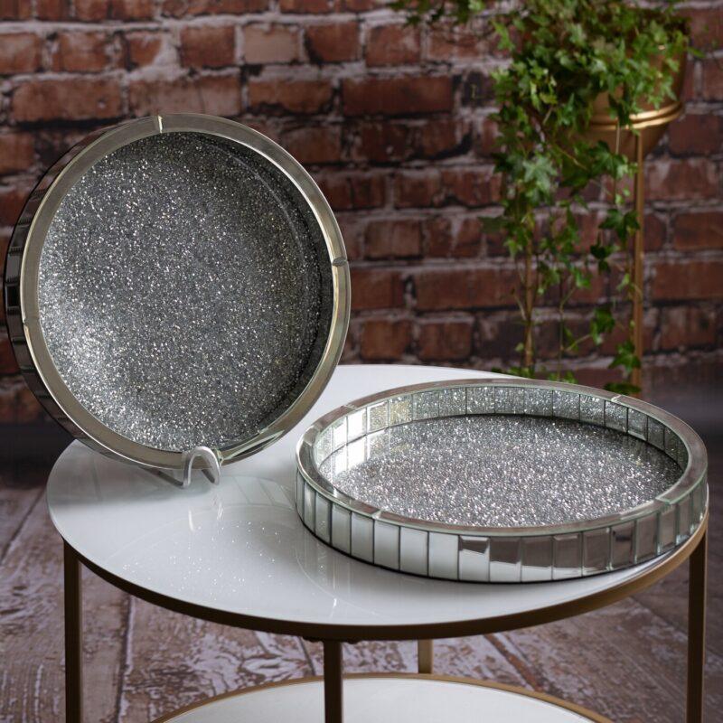 TACA VASSO okrągła srebrna blat z kryształów lustrzane boki styl glamour3 TACA VASSO okrągła srebrna blat z kryształów lustrzane boki styl glamour3