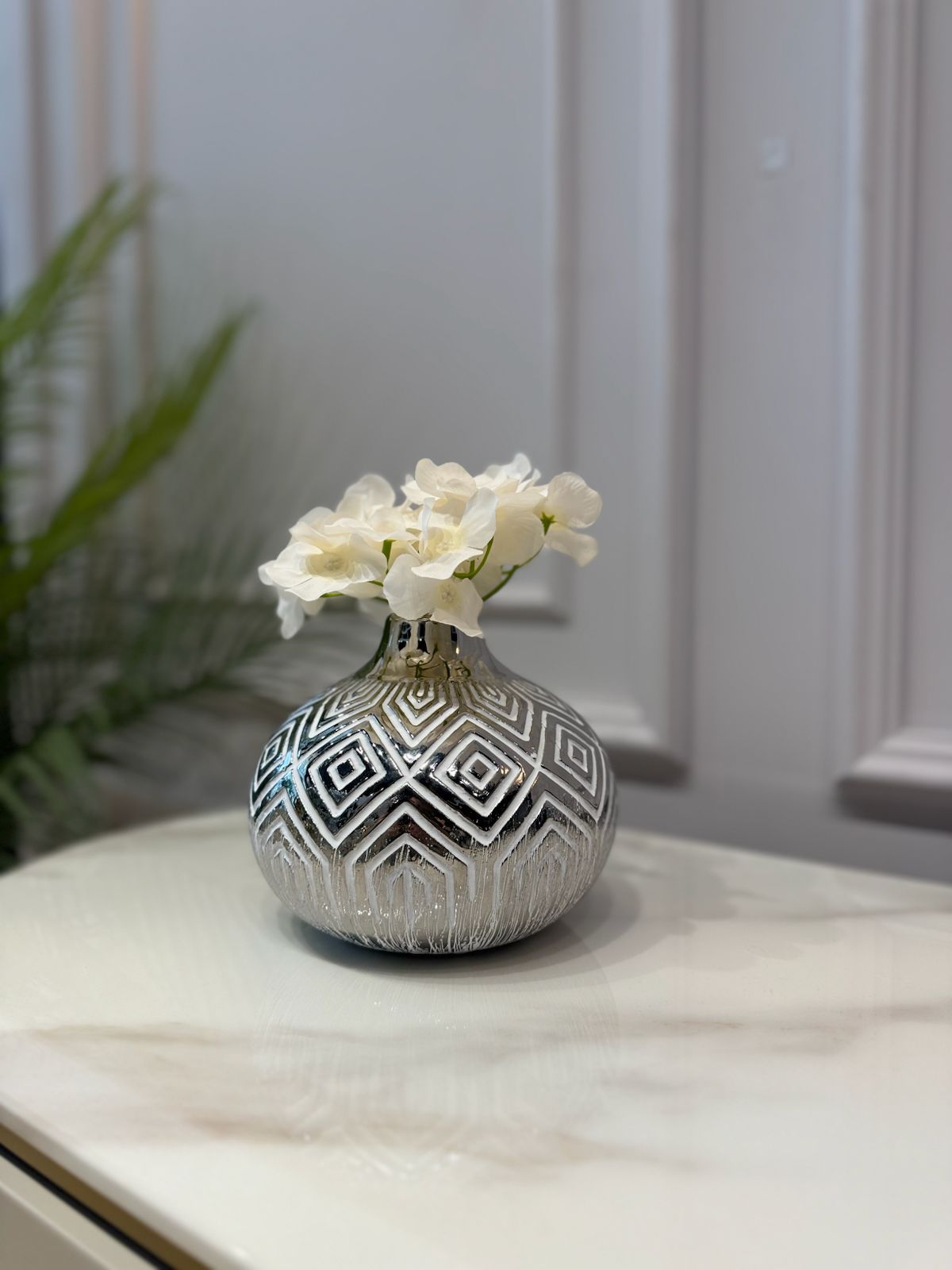 WAZON ceramiczny z geometrycznym wzorem okrągły nowoczesny, ekskluzywny