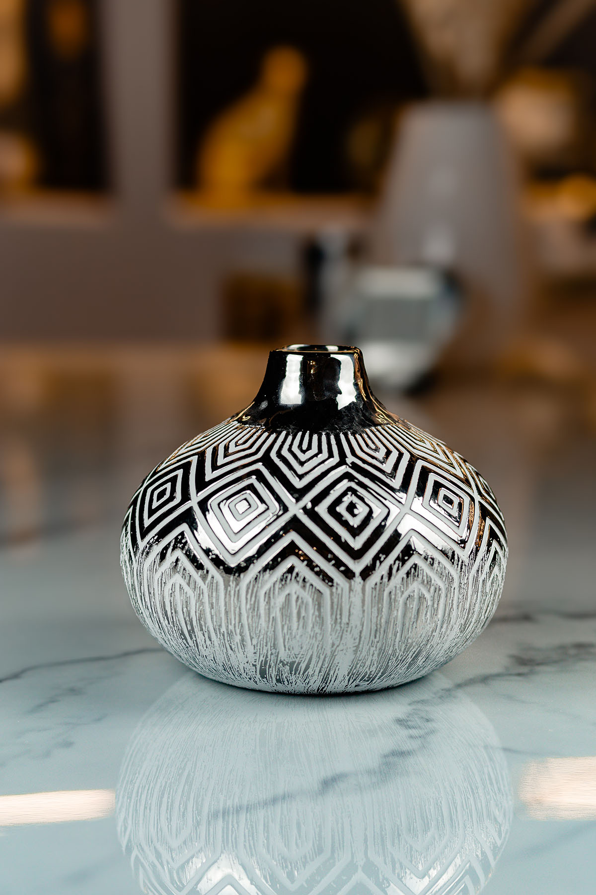 WAZON ceramiczny z geometrycznym wzorem okrągły nowoczesny WAZON ceramiczny z geometrycznym wzorem okrągły nowoczesny