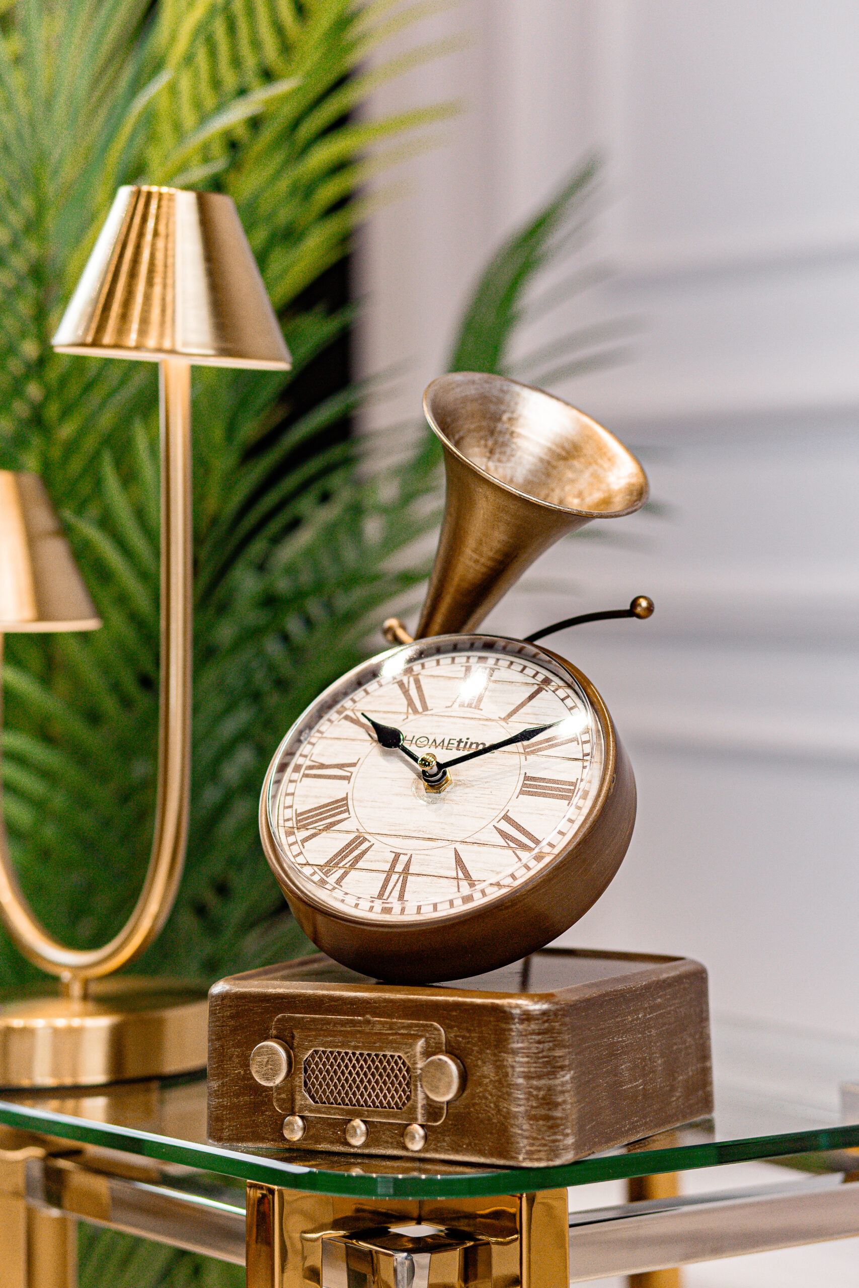 ZEGAR STOJĄCY GRAMOFON pozłacany metalowy klasyczny, najwyższa jakość ZEGAR STOJĄCY GRAMOFON pozłacany metalowy klasyczny, najwyższa jakość